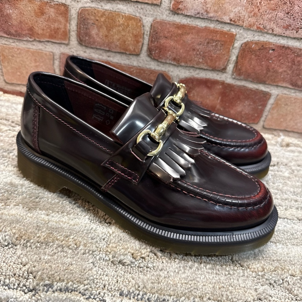 Dr martens Adrian snaffle leather cherry red loafers women Sz 7 - Picture 3 of 14